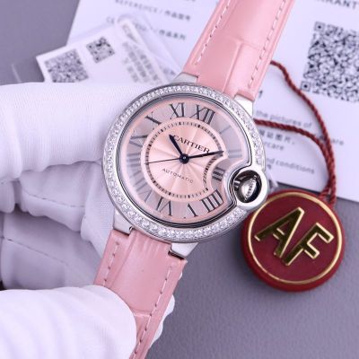 Cartier 33MM In Diameter 316L Steel NH05 Movement Pink Dial Watch
